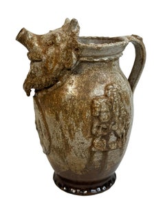 Austrian Ugly Devil Face Jug Pitcher, Vintage Austria Earthenware Folk Art