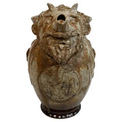 Austrian Ugly Devil Face Jug Pitcher, Vintage Austria Earthenware Folk Art