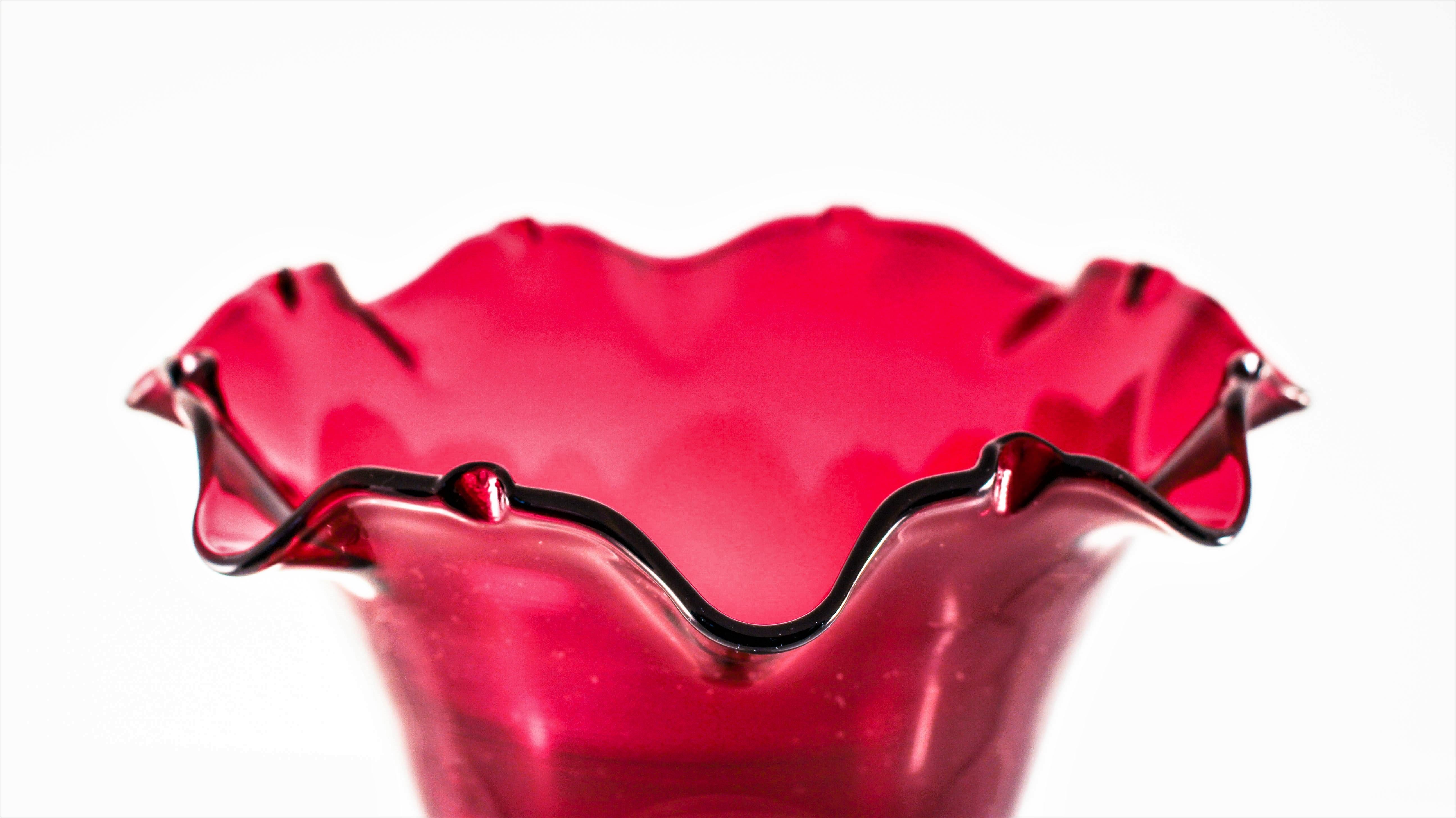 Blown Glass Austrian Vase with Ruby-Red Glass Liner