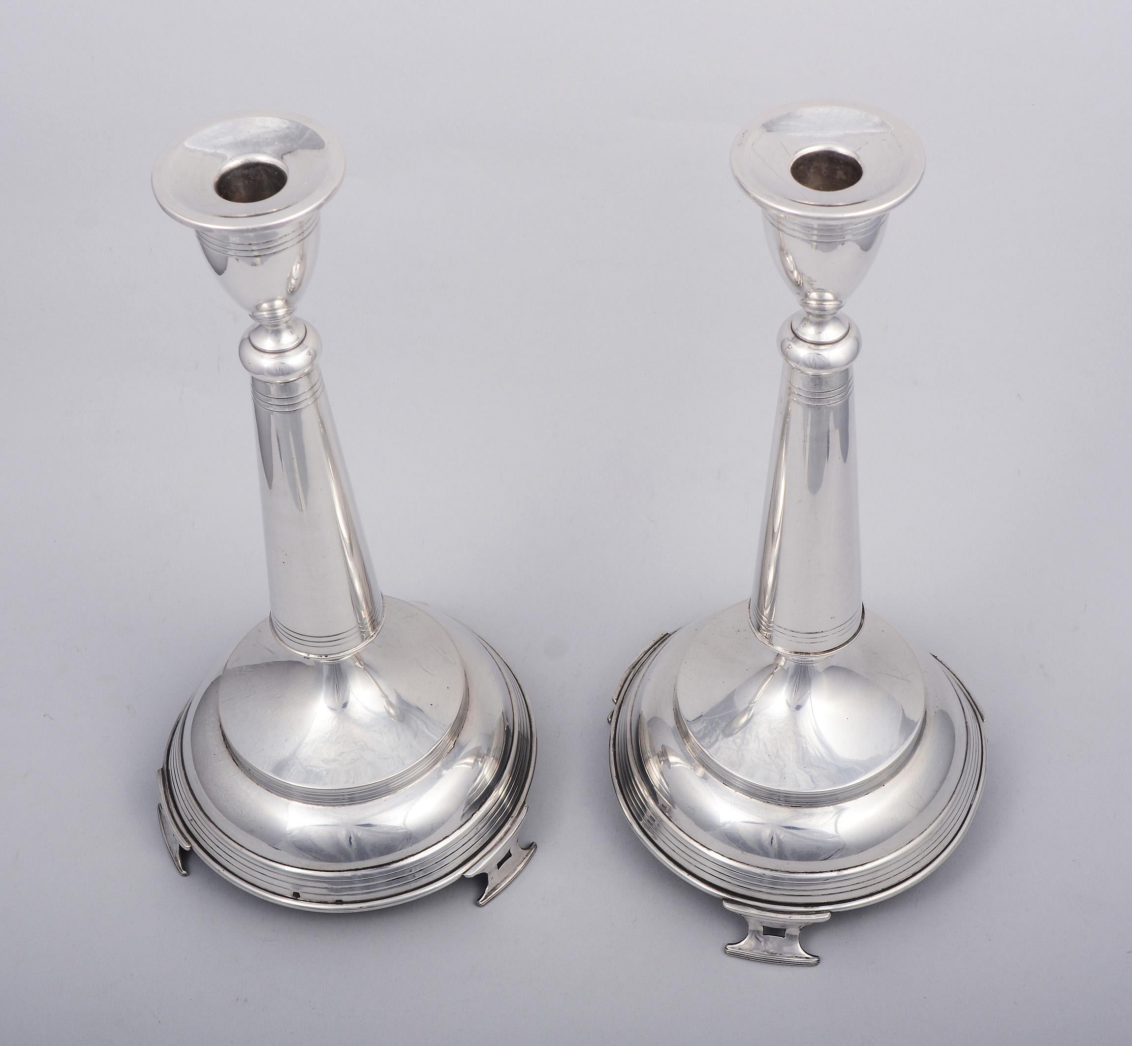 Early 20th Century Austrian Vienna Secessionist 800 Silver Candlesticks