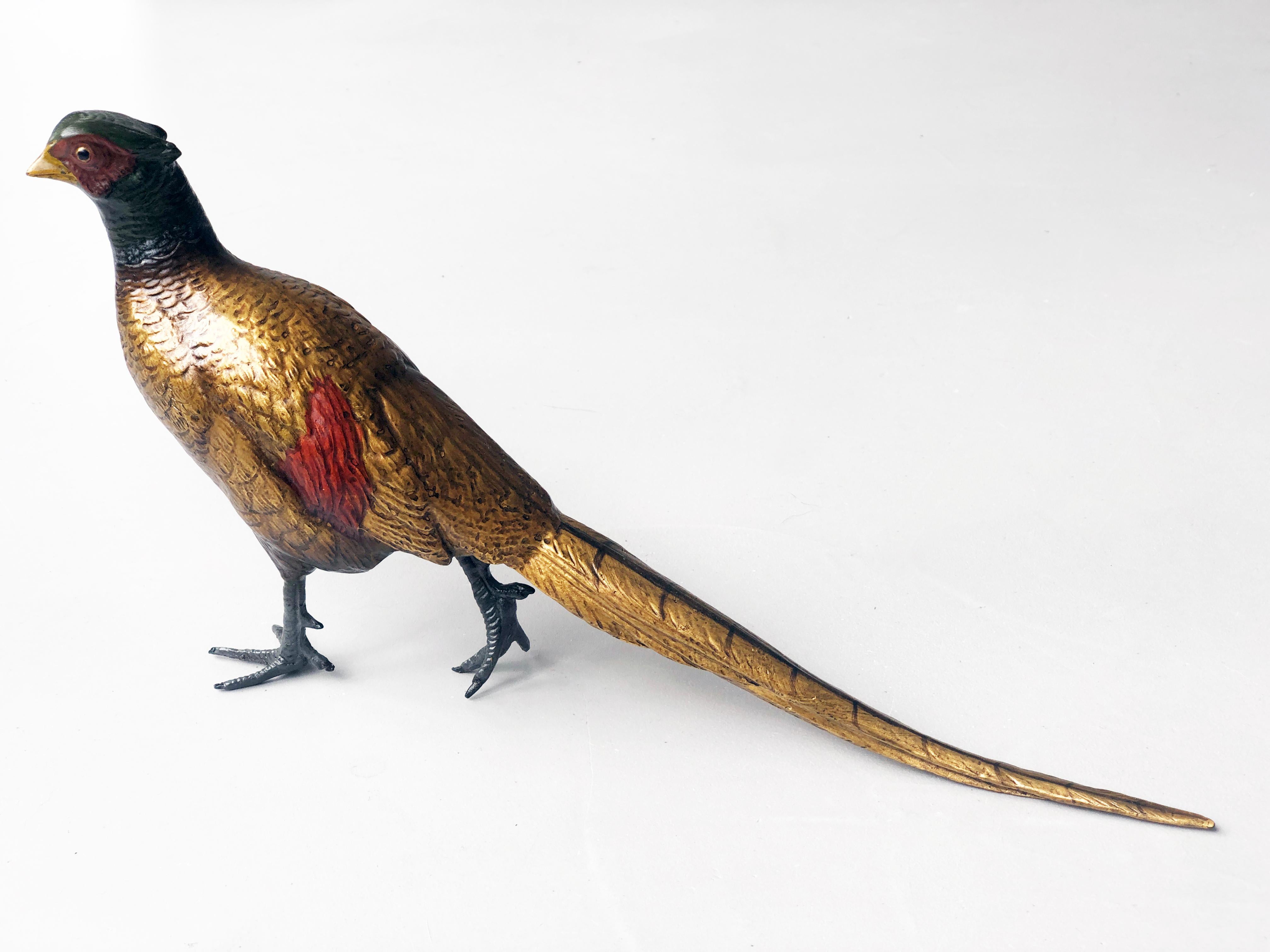 Belle Époque Austrian Viennese Bronze Pheasant Franz Bergman, 19th Century For Sale