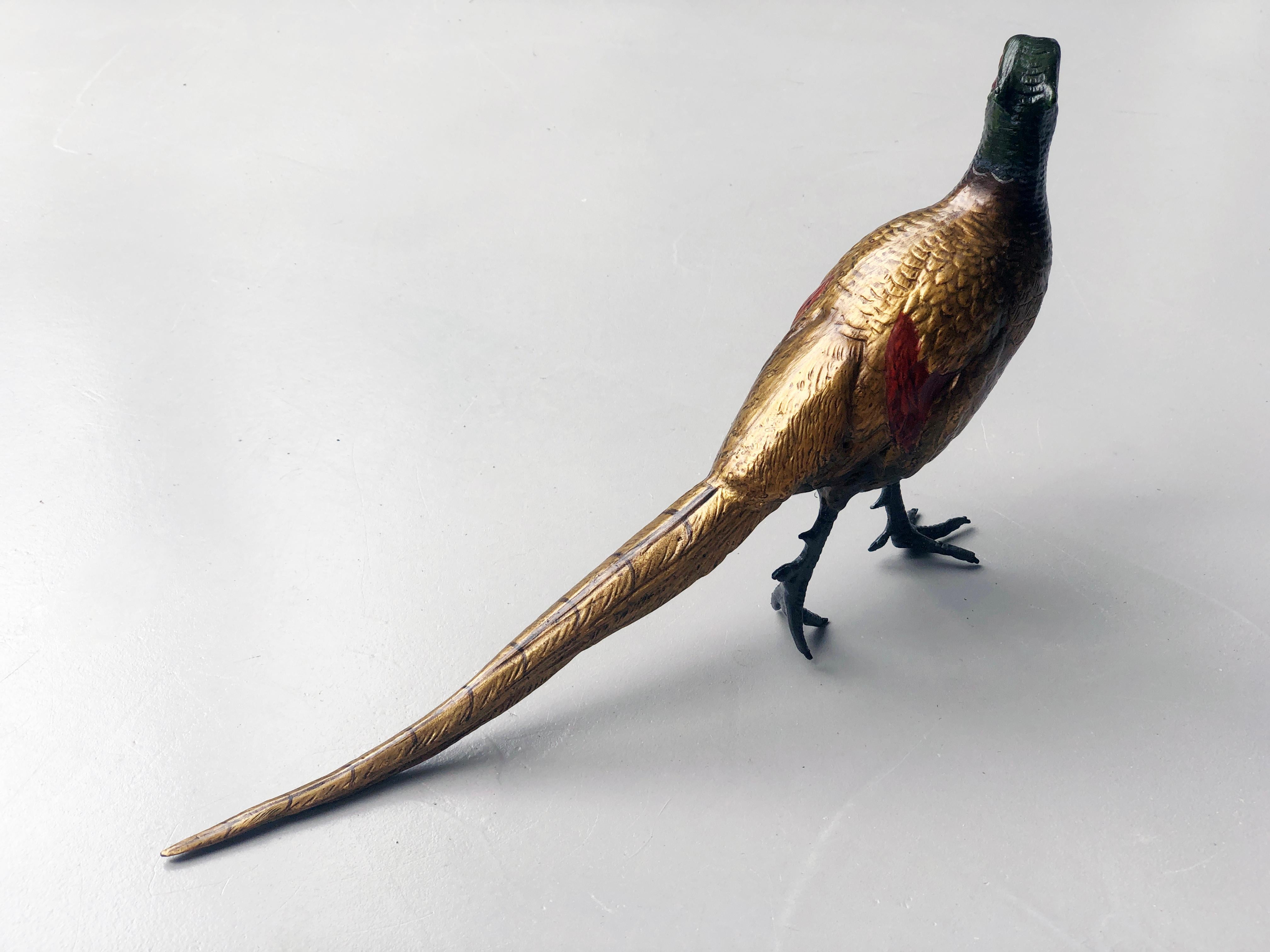 Bronzed Austrian Viennese Bronze Pheasant Franz Bergman, 19th Century For Sale