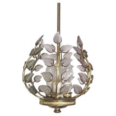 Austrian Vintage Gilt Brass and Glass Ceiling Light Pendant Chandelier