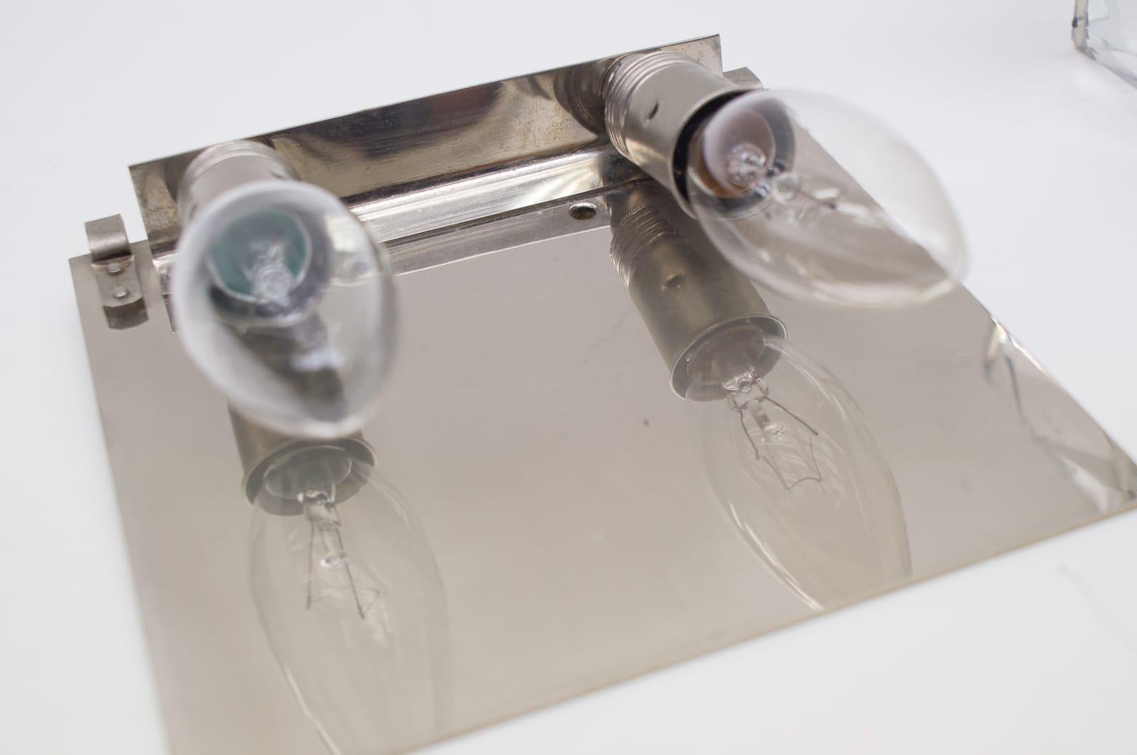 Austrian Vintage Nickel-Plated Crystal Glass Wall Light Sconce, 1960s For Sale 5