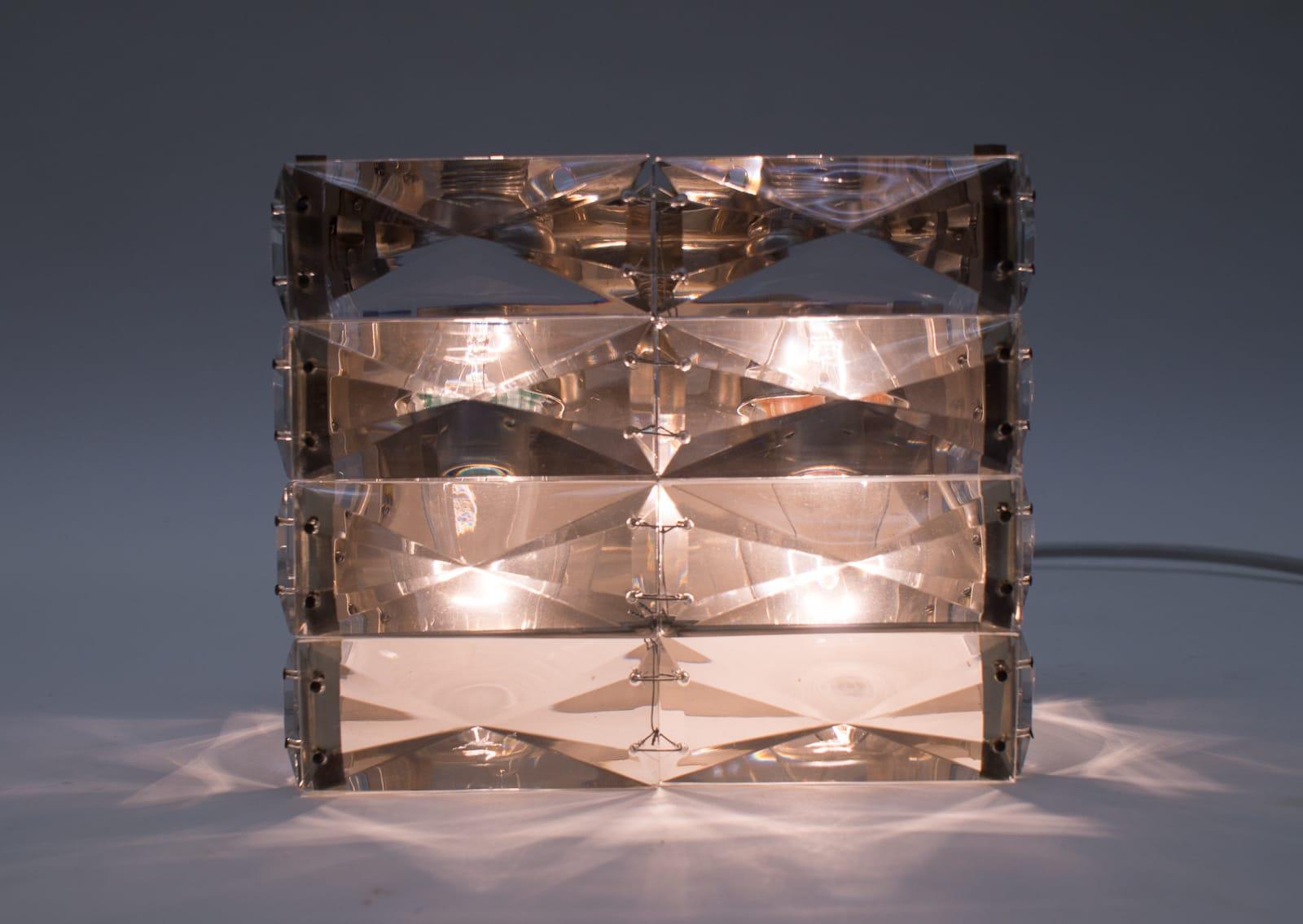 Austrian Vintage Nickel-Plated Crystal Glass Wall Light Sconce, 1960s In Good Condition For Sale In Nürnberg, Bayern