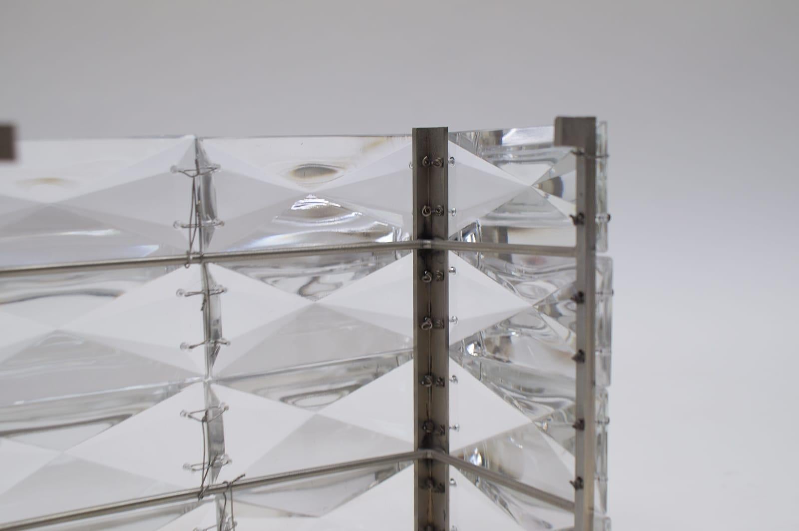 Austrian Vintage Nickel-Plated Crystal Glass Wall Light Sconce, 1960s For Sale 4