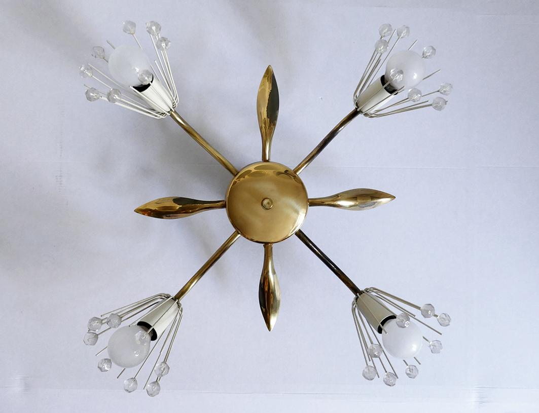 Mid-Century Modern One of 2 Austrian Vintage Wall or Ceiling Light Flush Mount Chandelier, 1950s For Sale