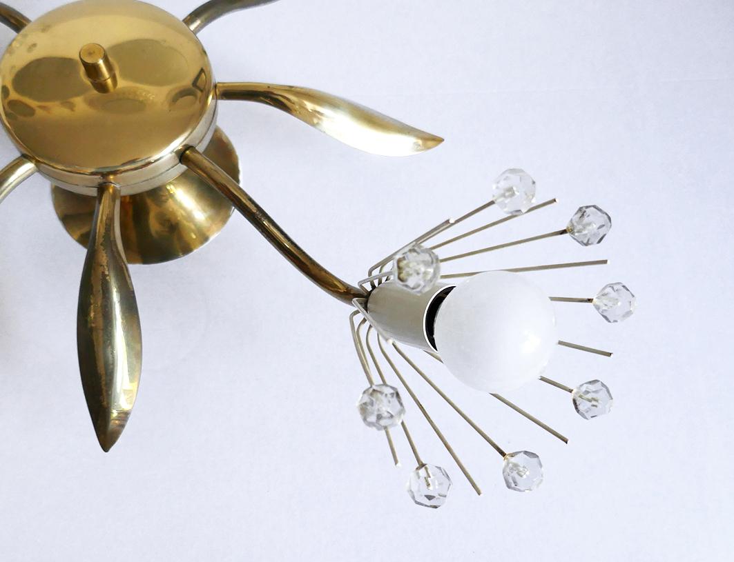 Mid-20th Century One of 2 Austrian Vintage Wall or Ceiling Light Flush Mount Chandelier, 1950s For Sale