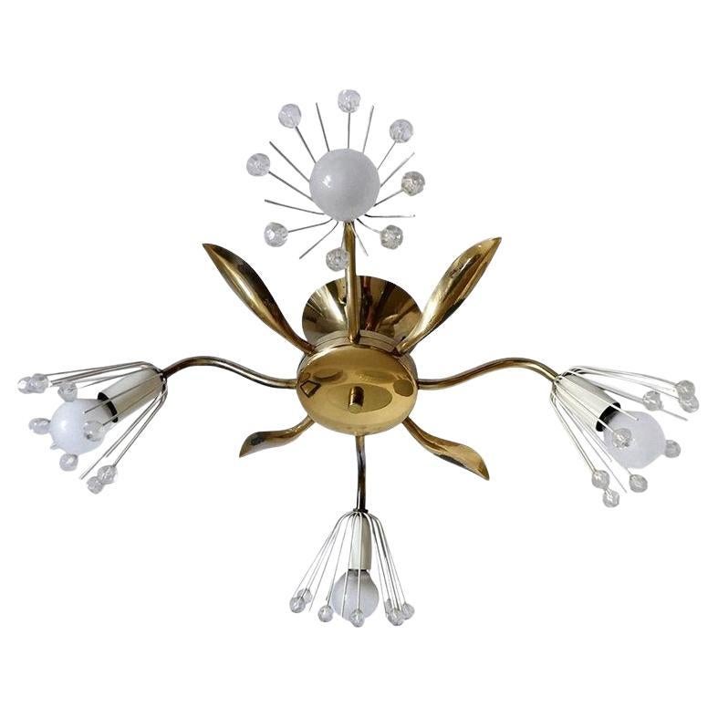 One of 2 Austrian Vintage Wall or Ceiling Light Flush Mount Chandelier, 1950s