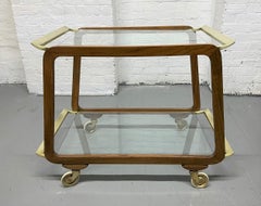 Austrian Walnut and Brass Two-Tier Bar Cart