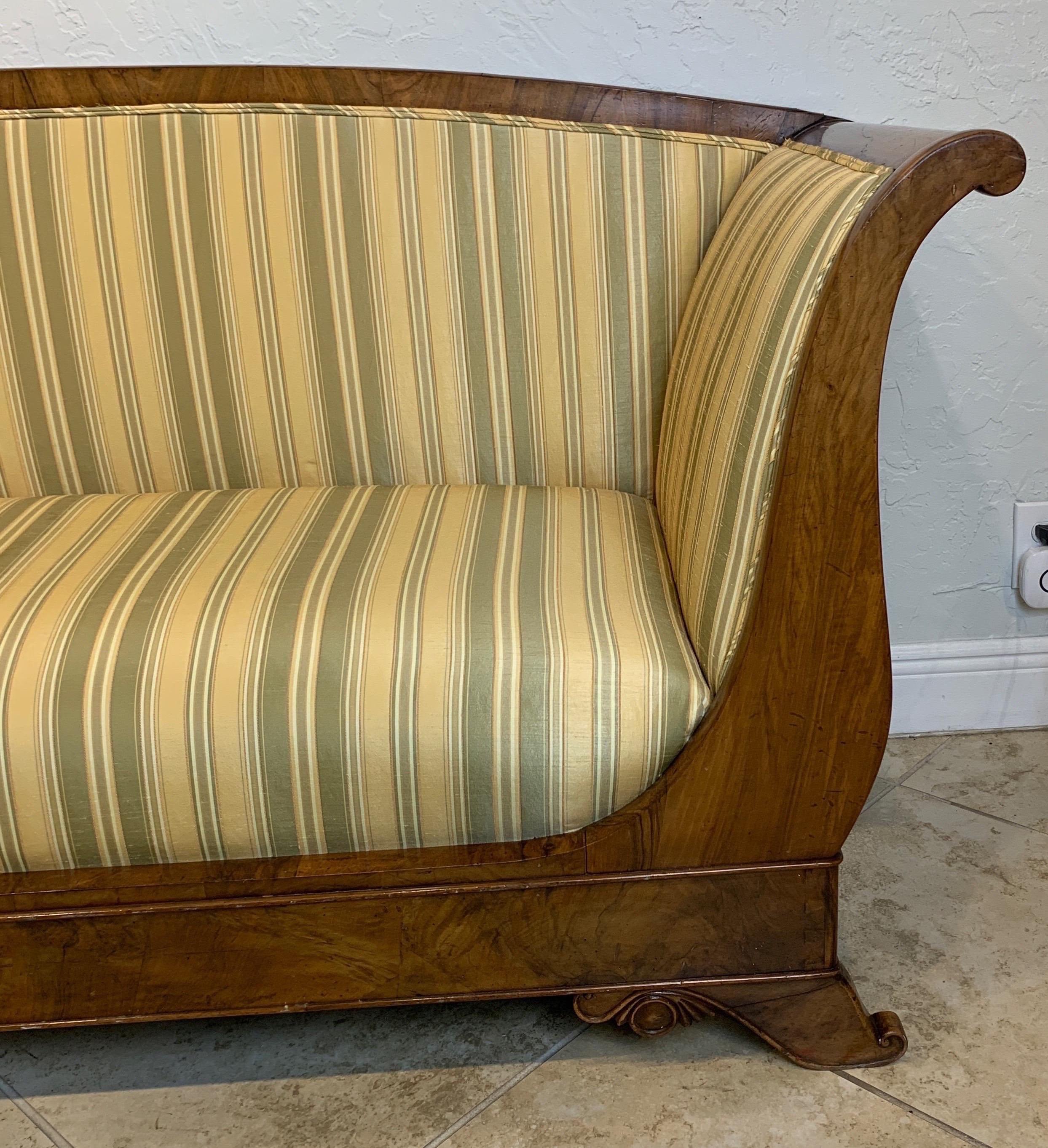 Austrian Walnut Biedermeier Rolled Arm Sofa In Good Condition In Ft. Lauderdale, FL