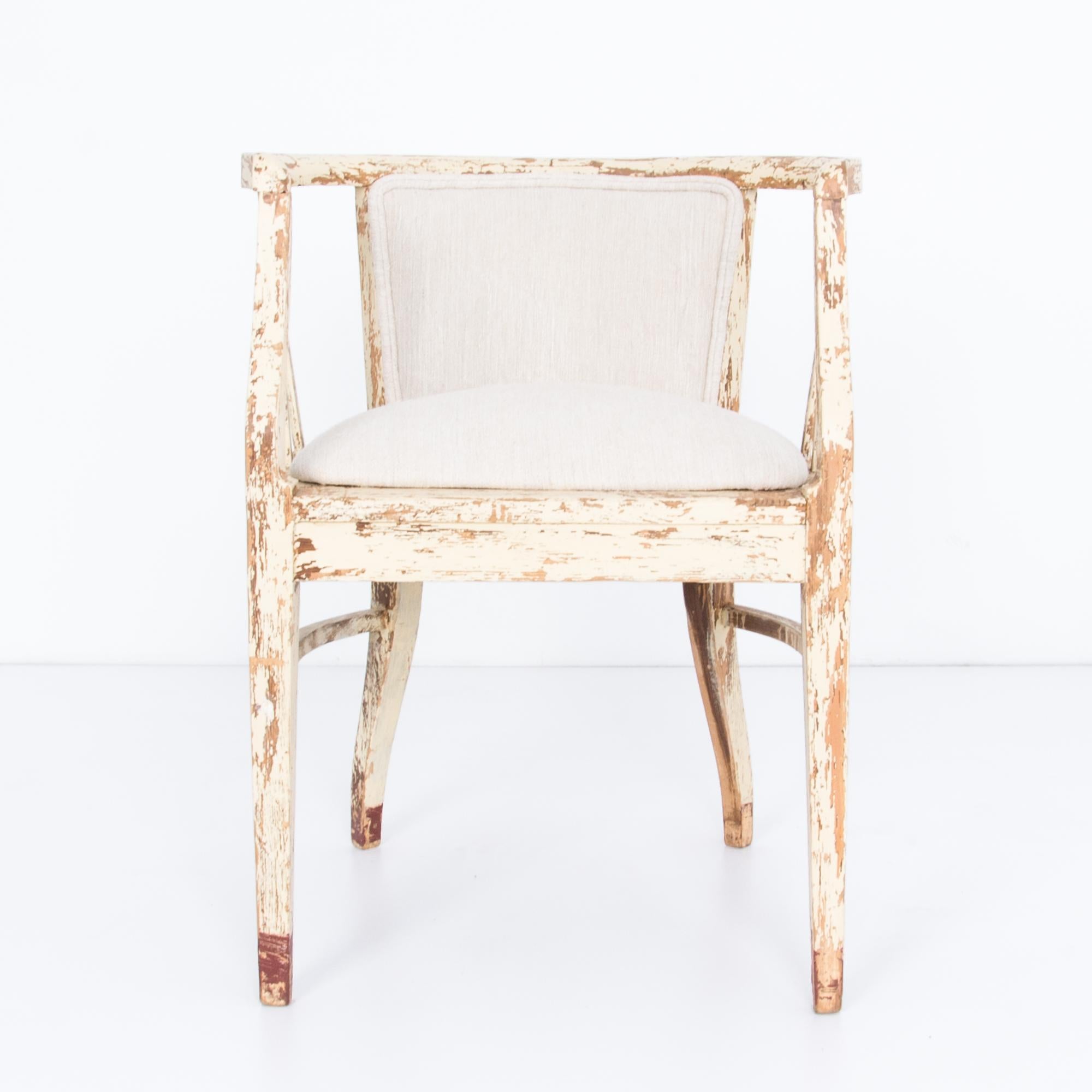 Early 20th Century Austrian White Patinated Upholstered Armchair