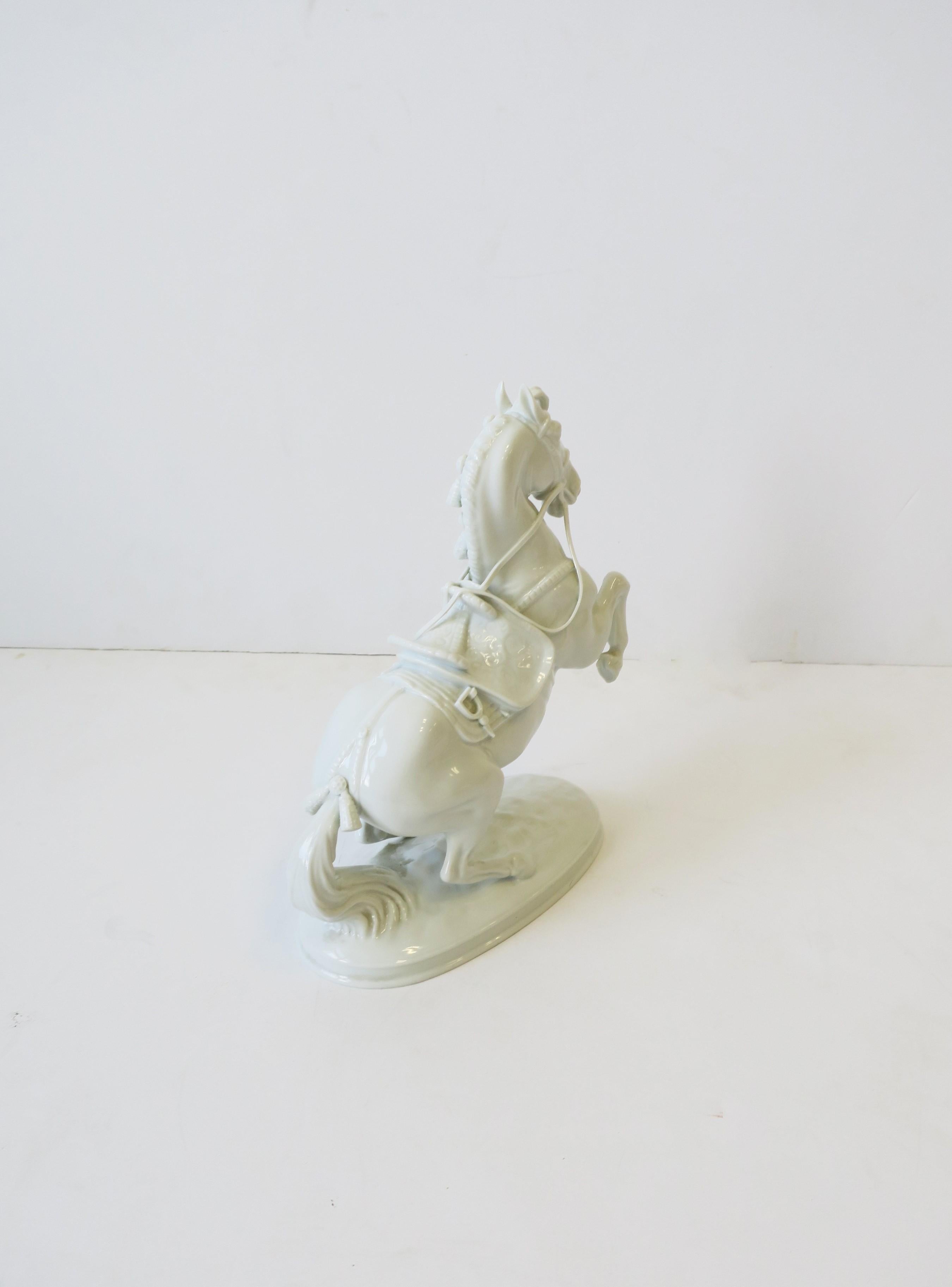 White Porcelain Equine Horse Sculpture Decorative Object from Austria  5
