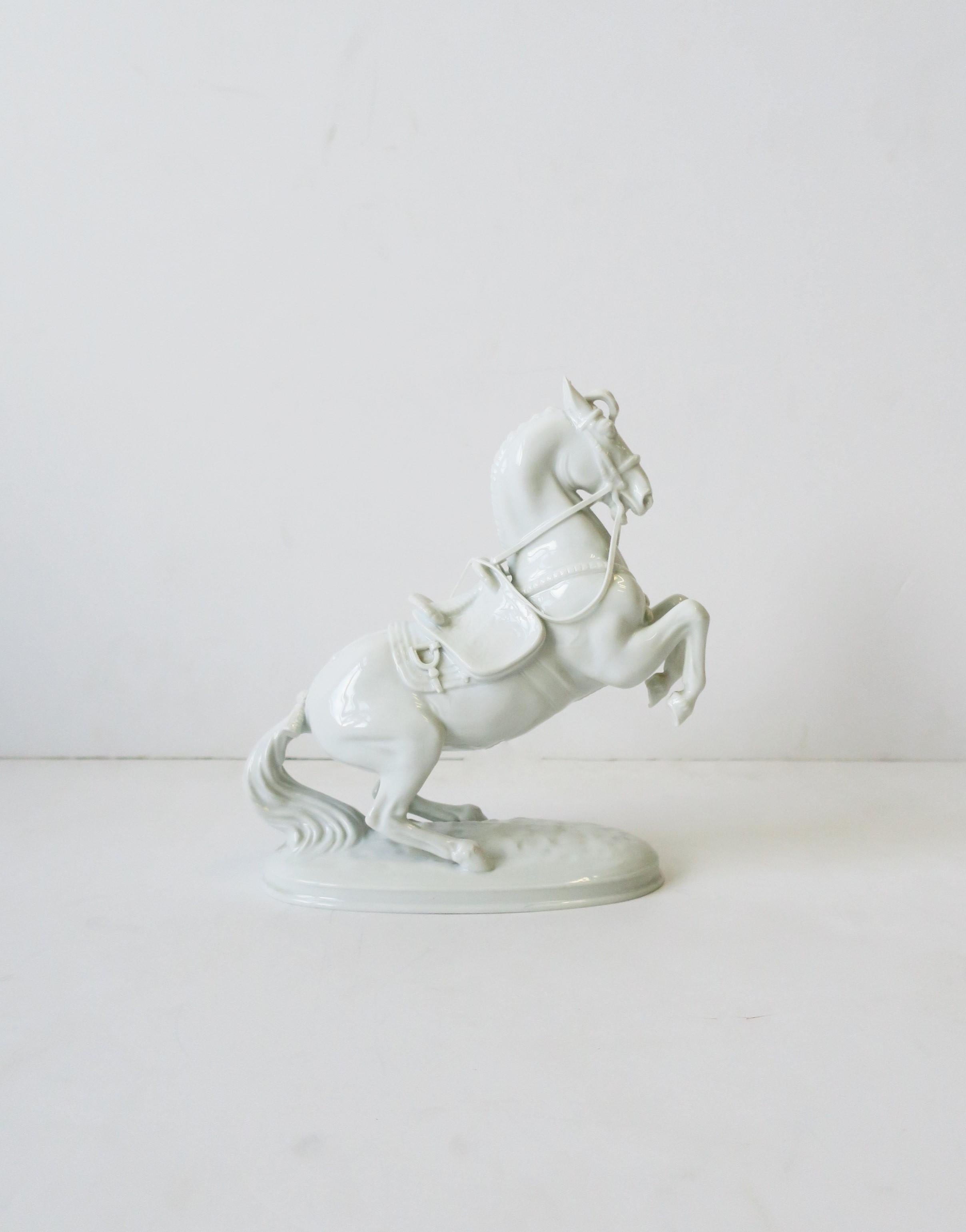20th Century White Porcelain Equine Horse Sculpture Decorative Object from Austria 