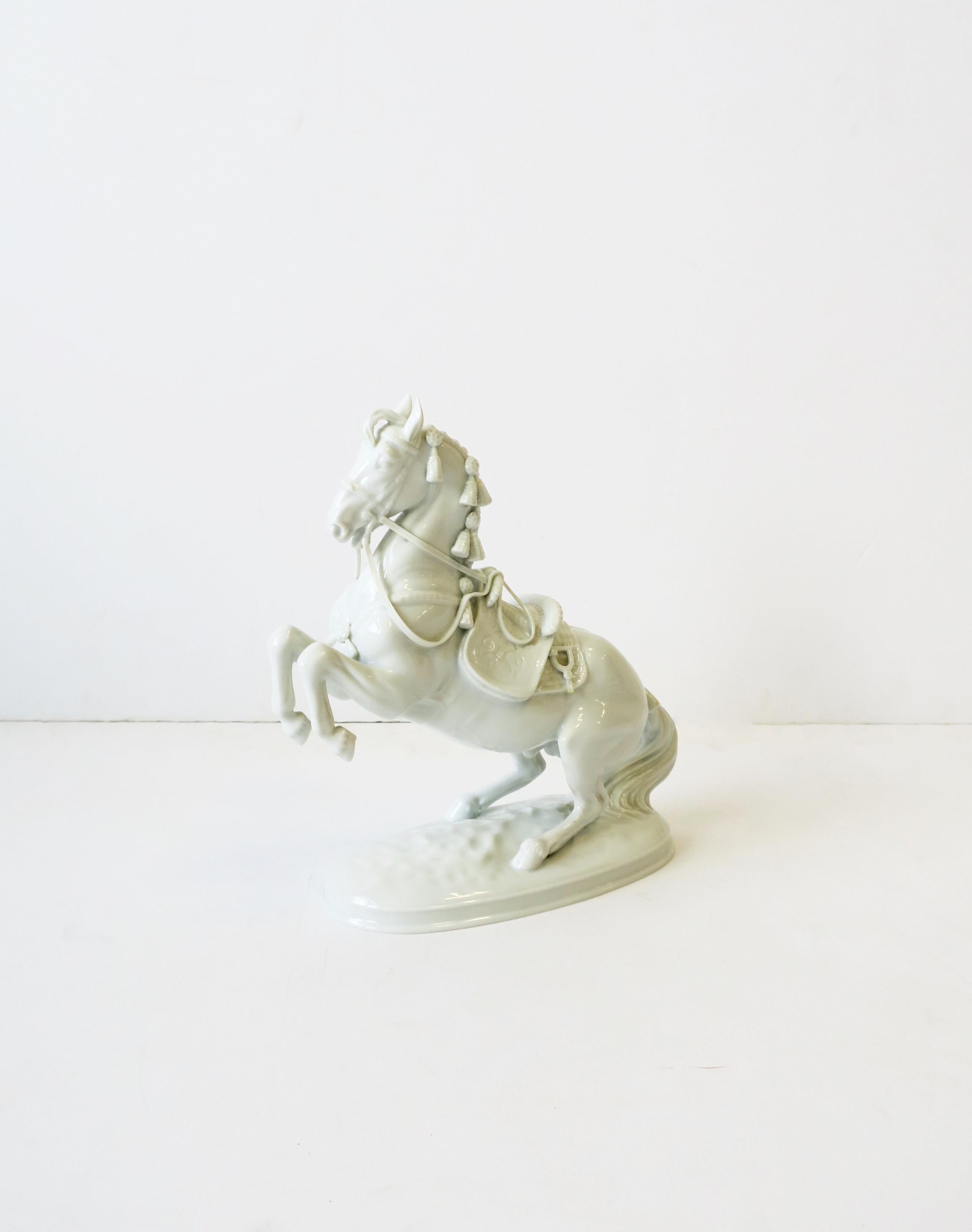 White Porcelain Equine Horse Sculpture Decorative Object from Austria  1