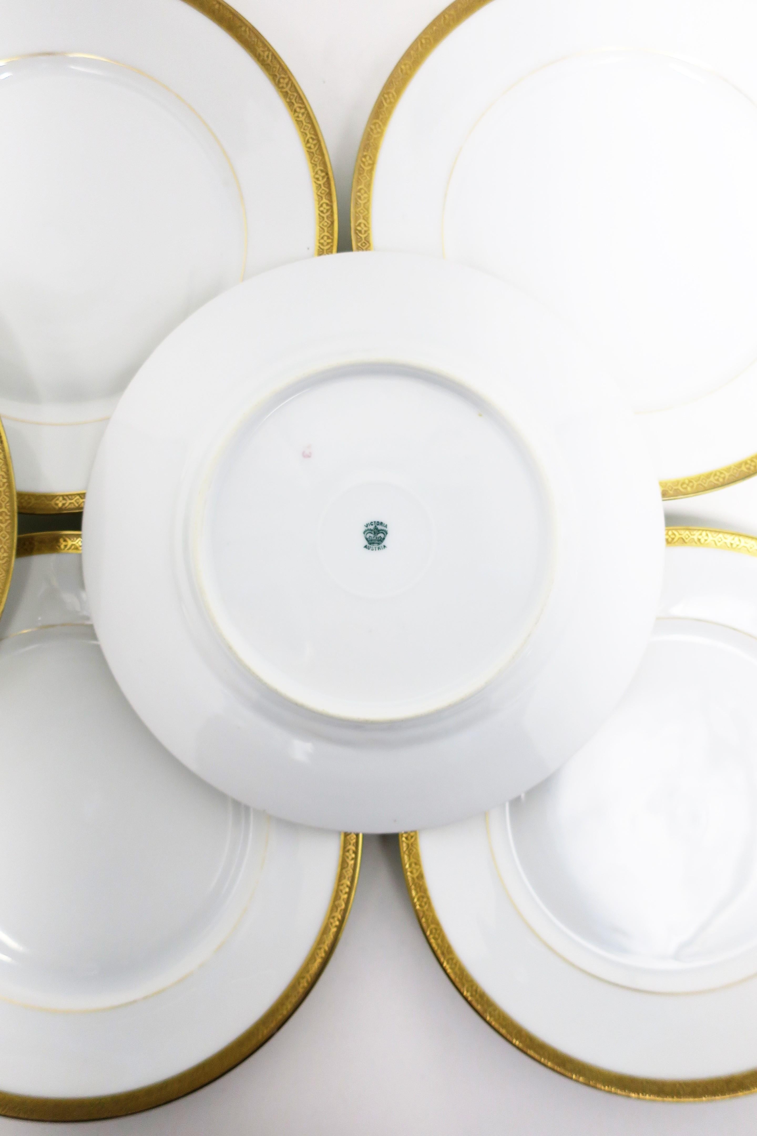 Austrian White Porcelain Plates with Gold Edge, Set of 10 4