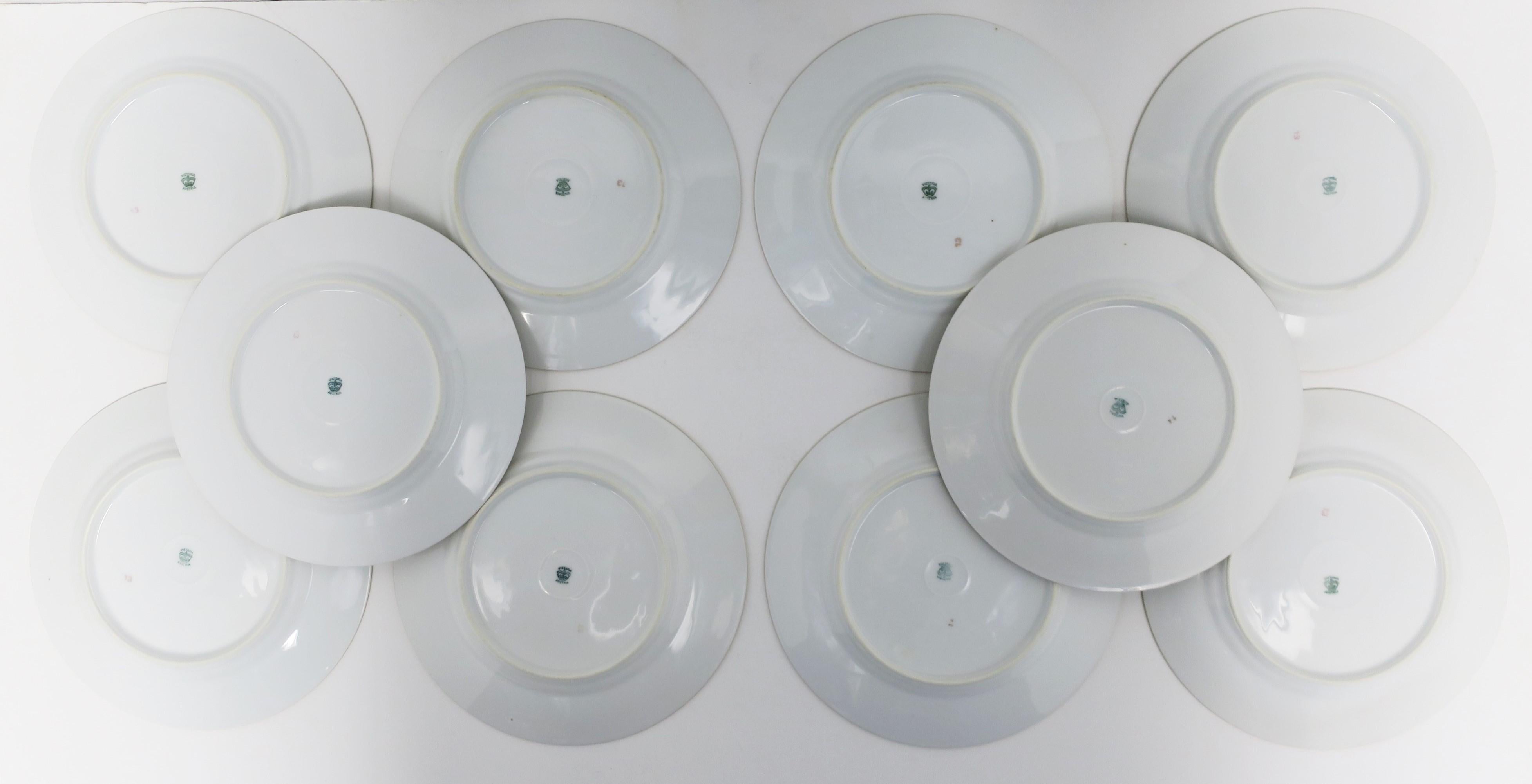 Austrian White Porcelain Plates with Gold Edge, Set of 10 5