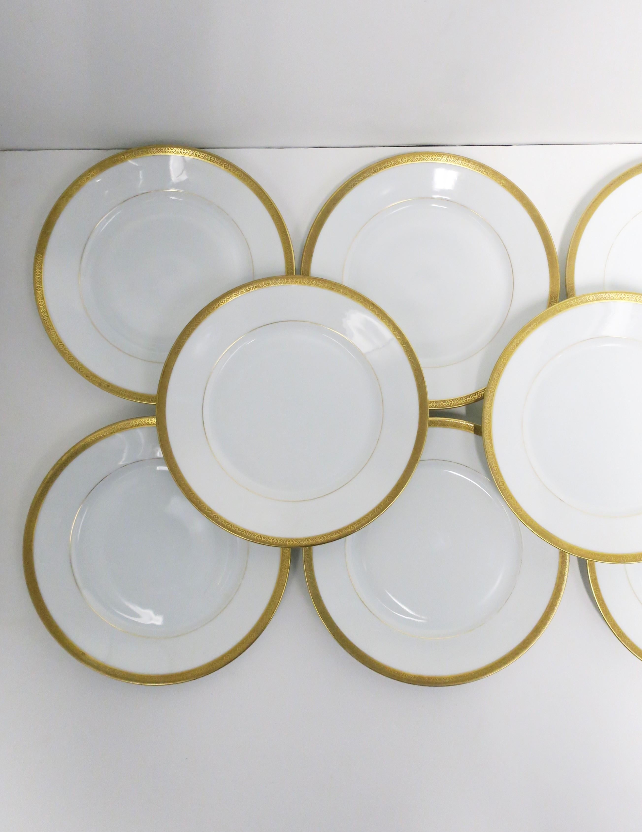 Austrian White Porcelain Plates with Gold Edge, Set of 10 In Good Condition In New York, NY
