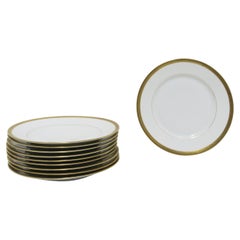 Assiettes en porcelaine blanche autrichienne à bord doré, lot de 10