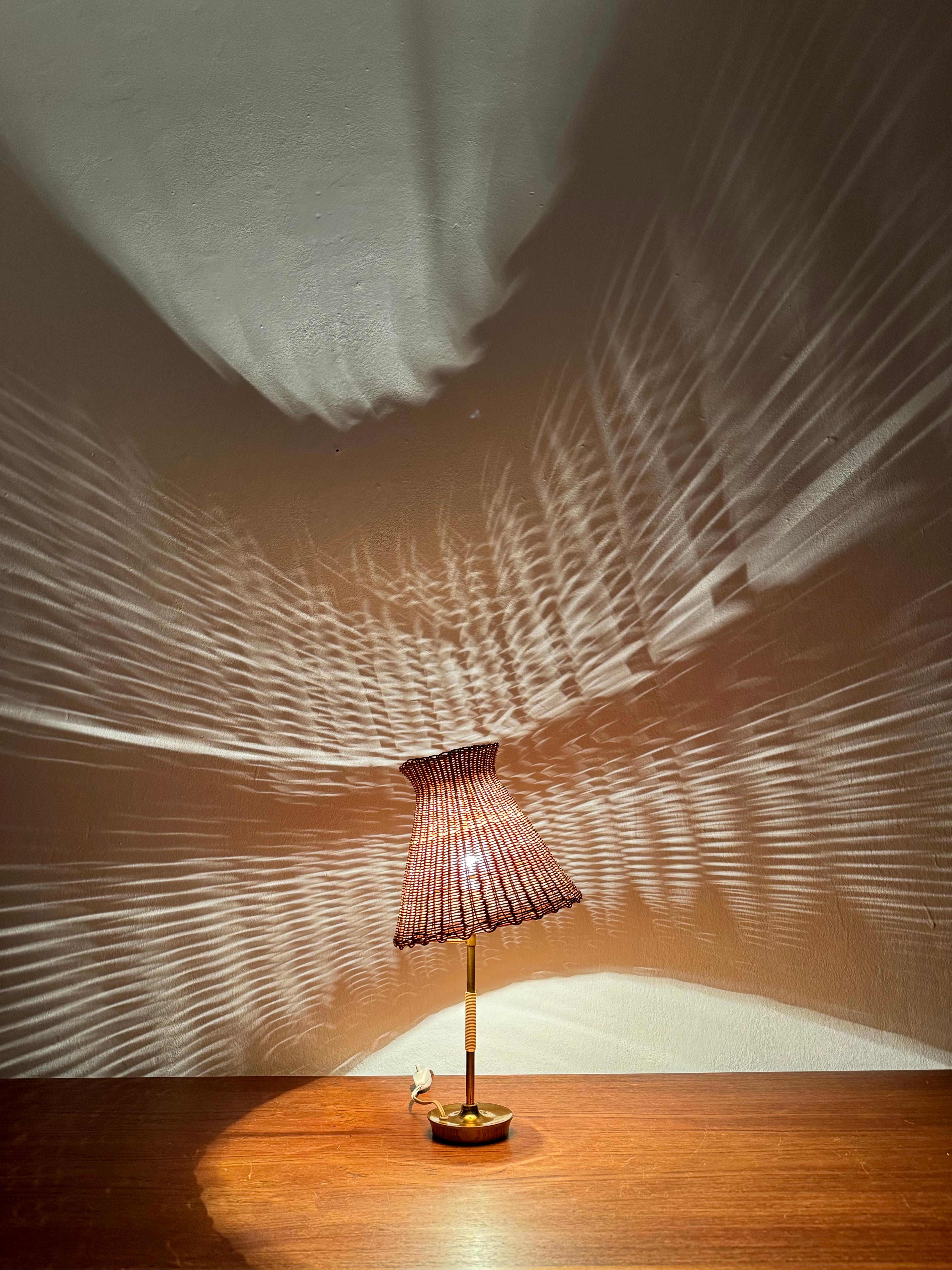 Austrian Wicker Table Lamp by Rupert Nikoll en venta 2