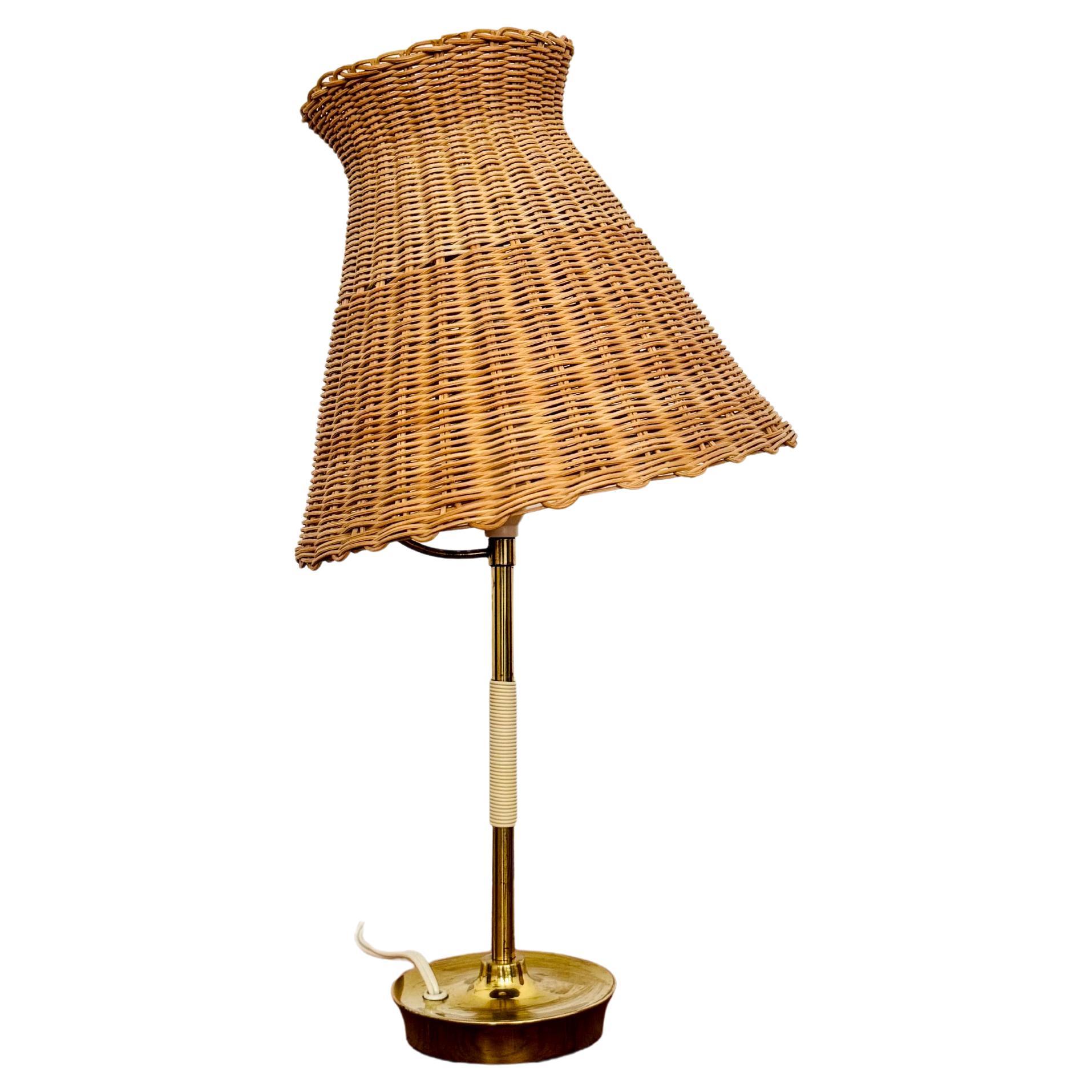 Austrian Wicker Table Lamp by Rupert Nikoll