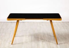 František Jirák Wood and Black Glass Side Table, circa 1950
