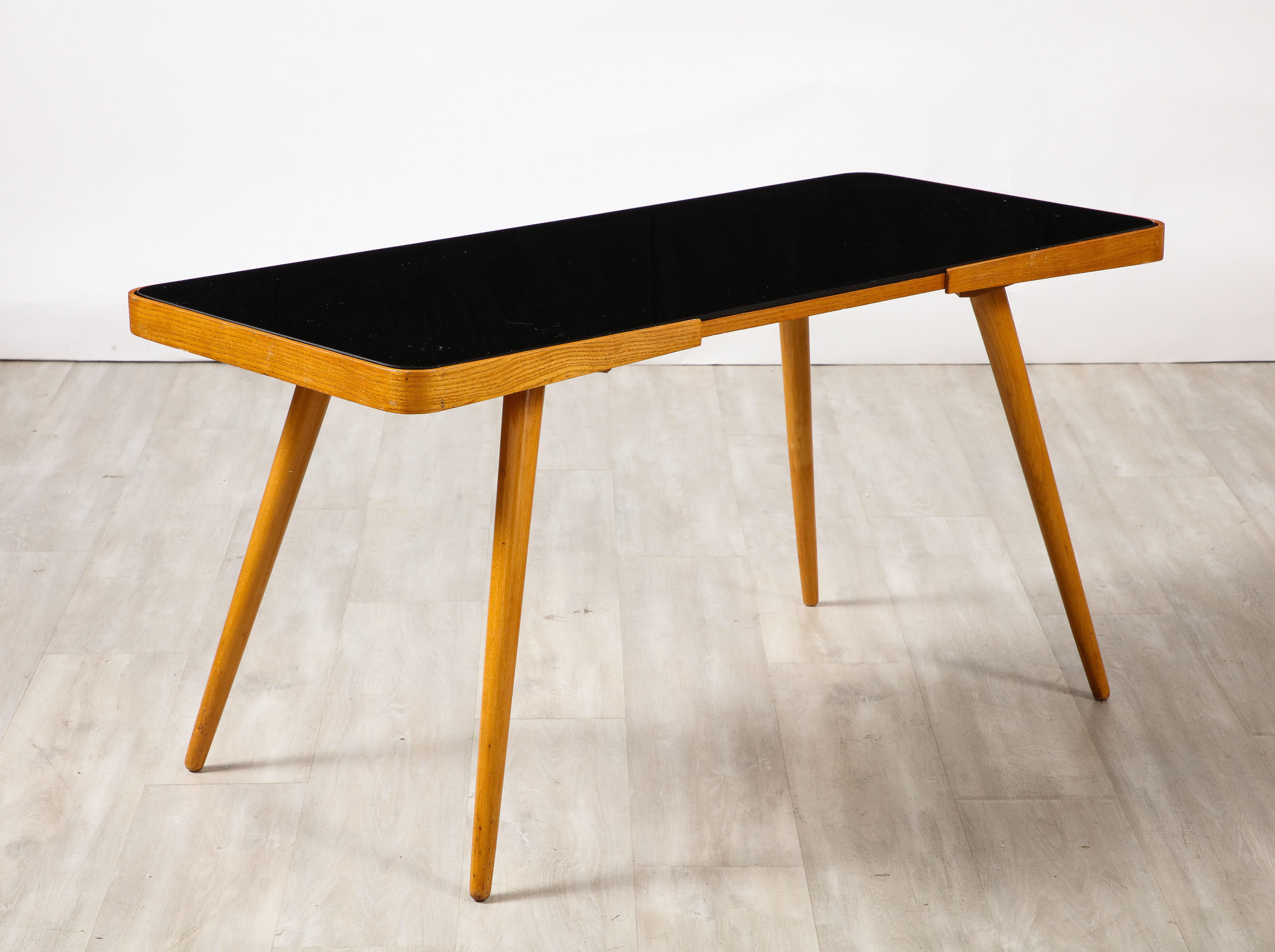 Austrian Wood and Black Glass Side Table, circa 1940 For Sale 4