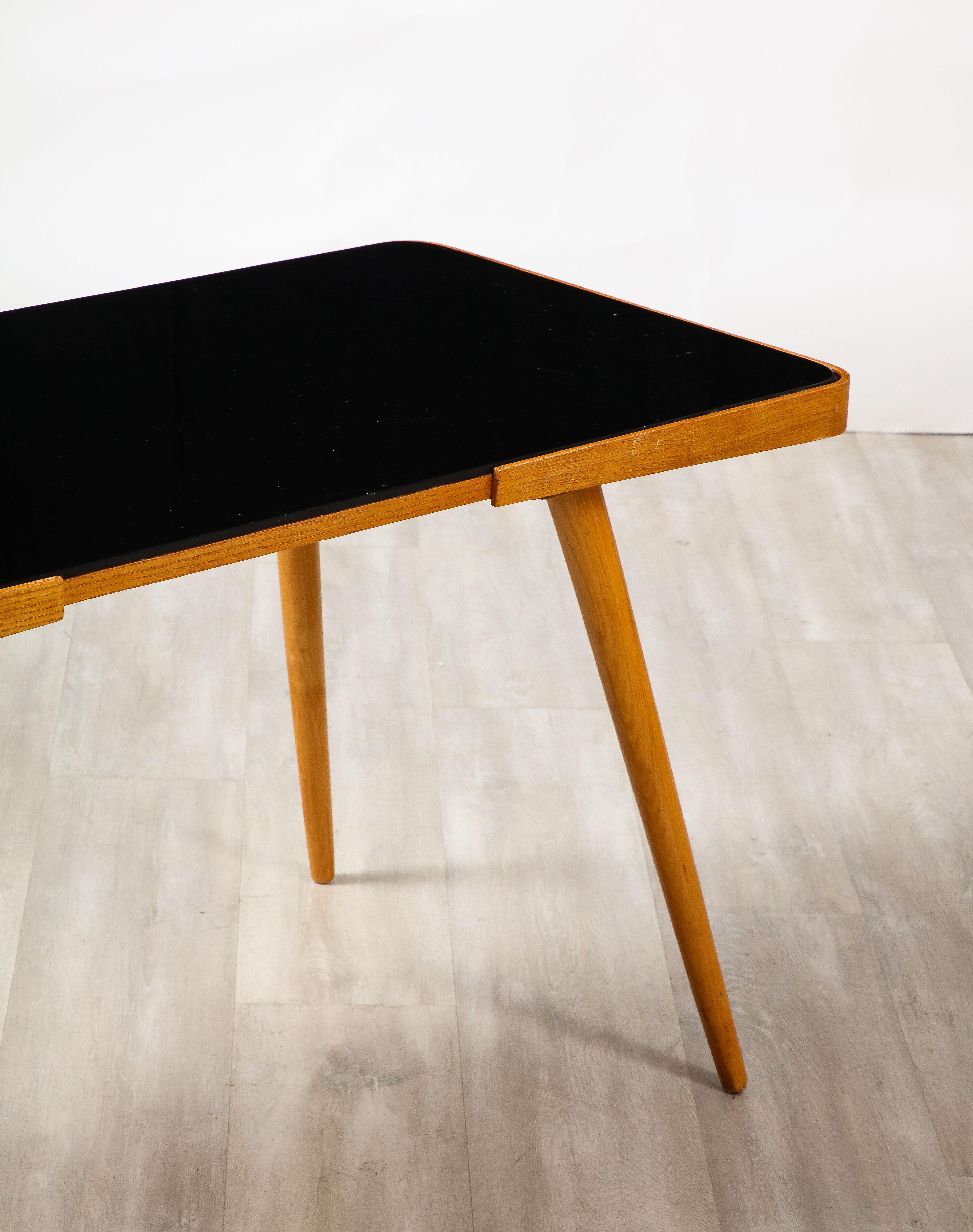 Austrian Wood and Black Glass Side Table, circa 1940 For Sale 5