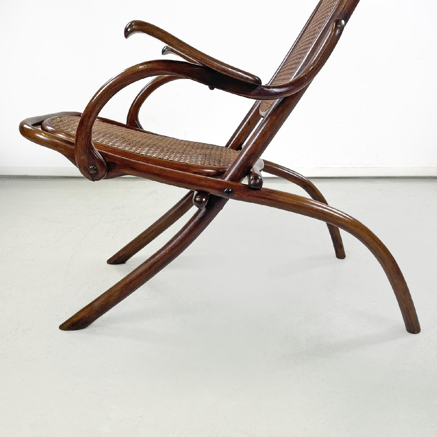Austrian wooden foldable Thonet armchair with Vienna straw, late 1800s For Sale 2