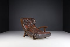 Austrian Xl Lounge-Chair Dating from the 1950s with Original Patinated Leather