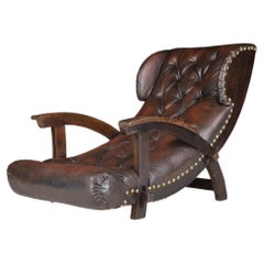Vintage Austrian Xl Lounge-Chair Dating from the 1950s with Original Patinated Leather