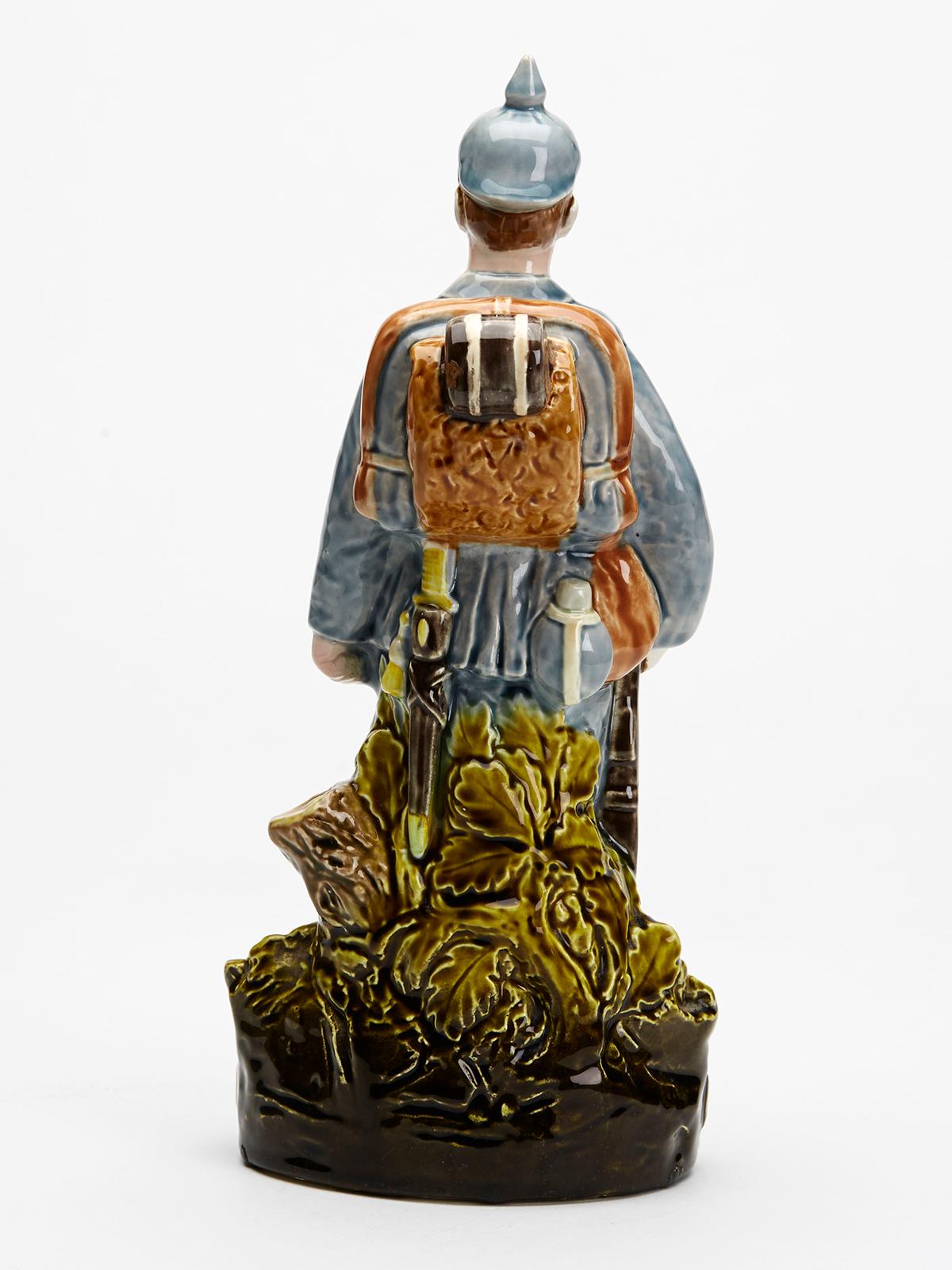 Glazed Austro/Bohemian Majolica Bavarian Reservist Military Pottery Figure  For Sale