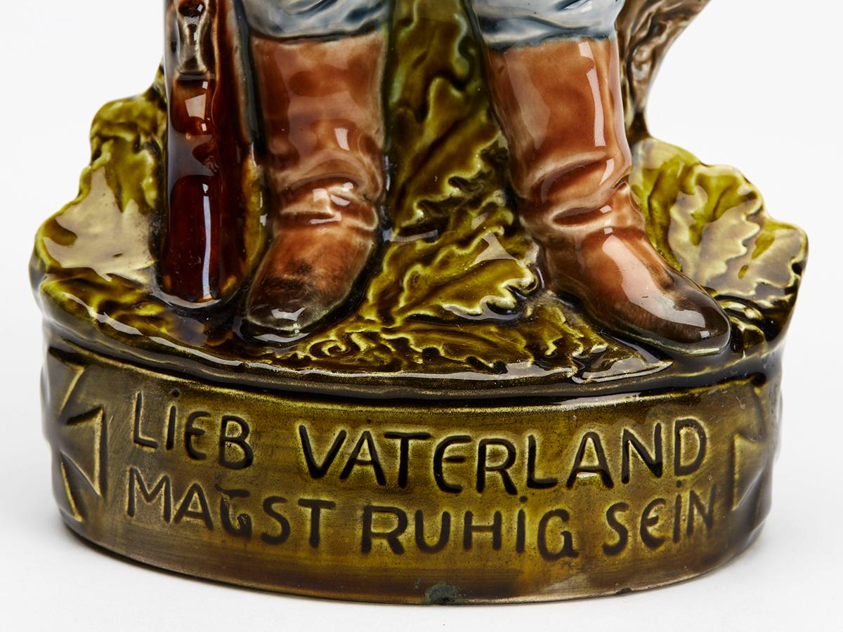 19th Century Austro/Bohemian Majolica Bavarian Reservist Military Pottery Figure  For Sale