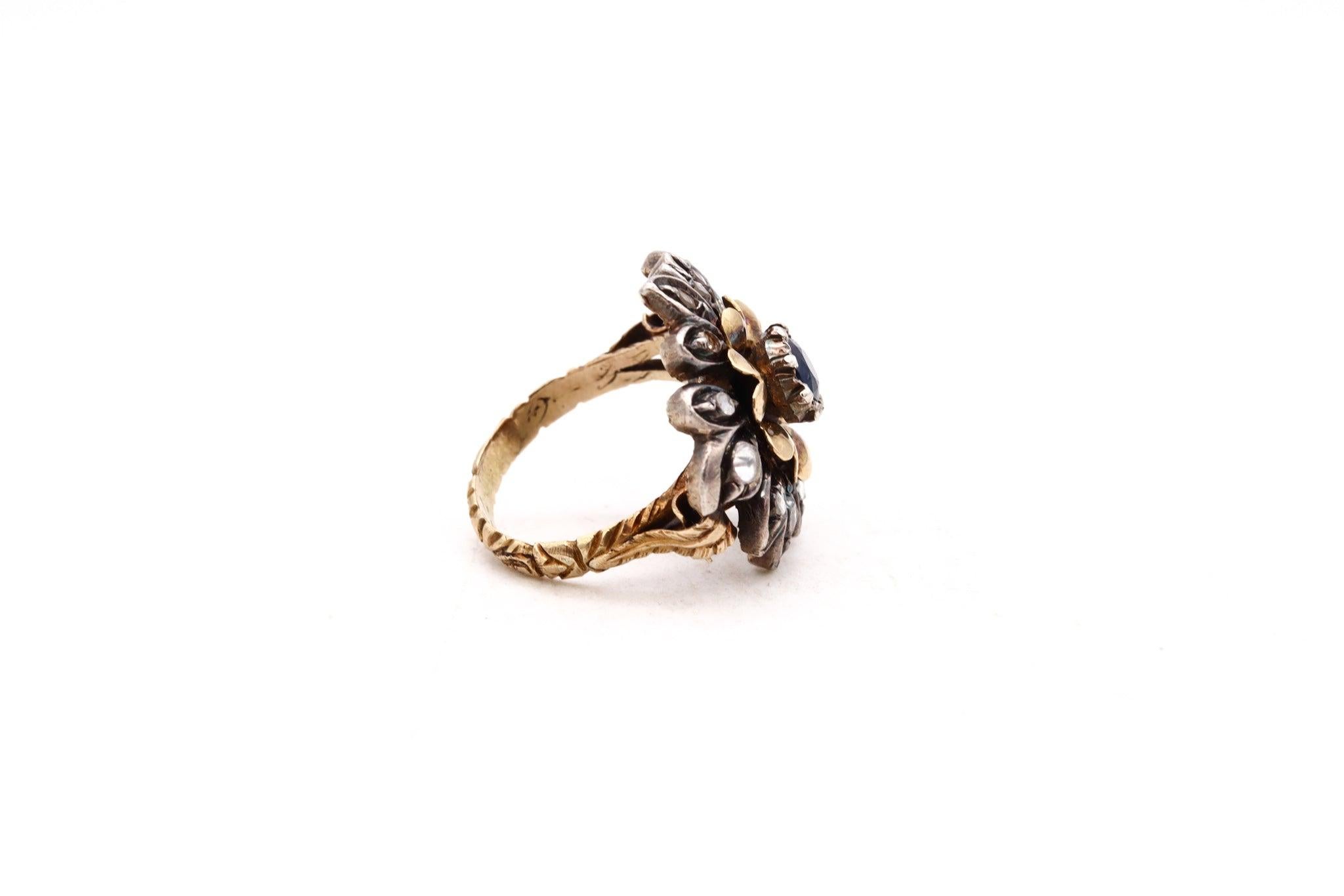 AUSTRO-HUNGARIAN 1900 Earrings & Ring Set 18Kt Gold With 3.15 Cts In Gemstones For Sale 1
