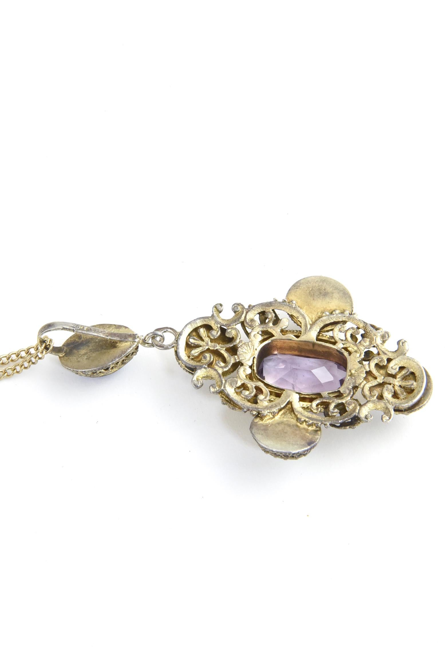 Cushion Cut Austro Hungarian Amethyst Necklace