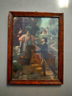 Austro Hungarian Art Deco pair of Hand Panted lithography