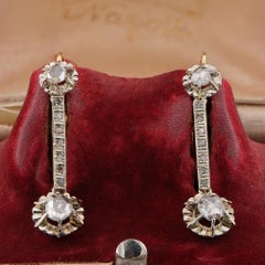 Orecchini a goccia Art Deco austro-ungarici con diamante taglio rosa Dormeuse