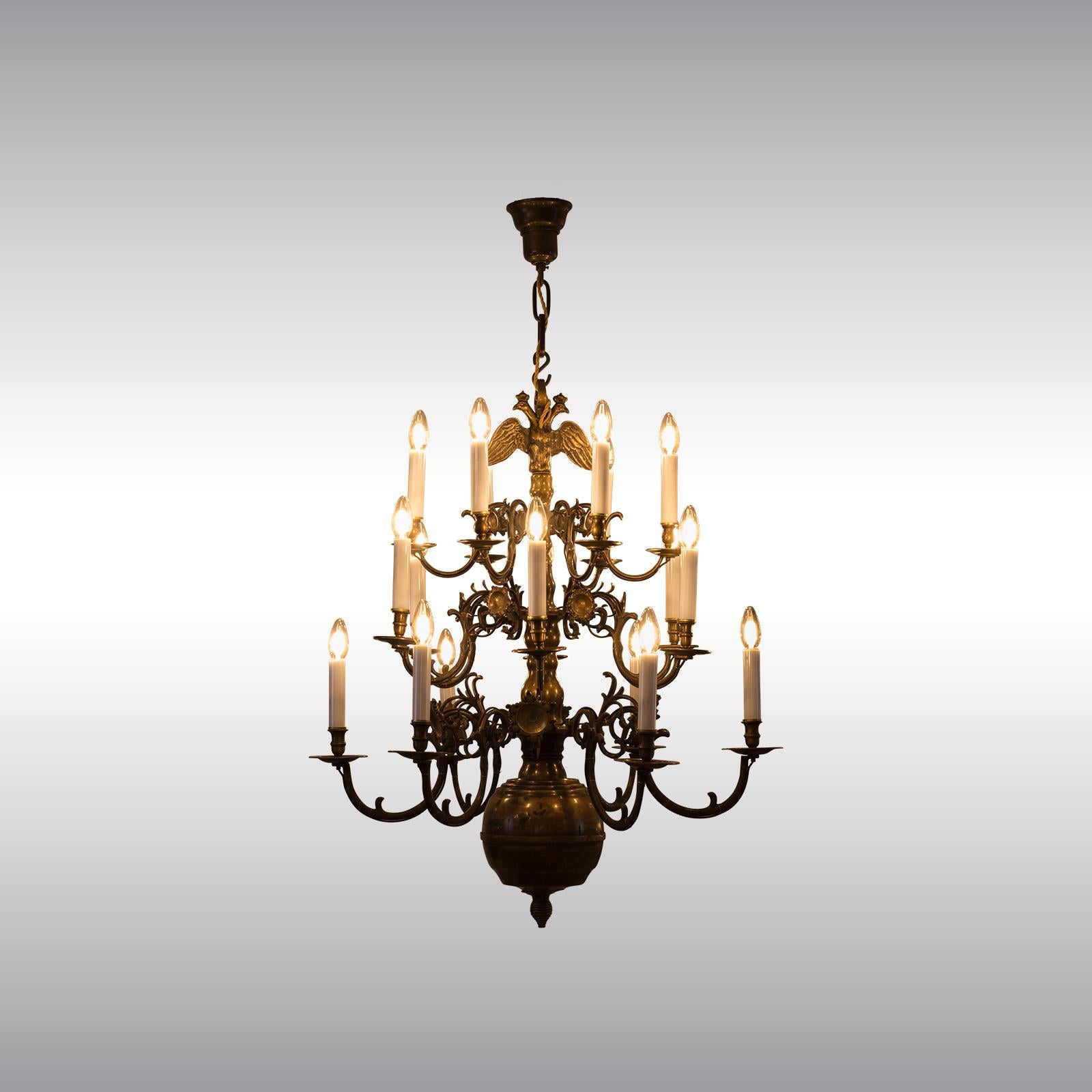 Early 19th Century Austro-Hungarian Baroque Bronze Chandelier Original of the time For Sale