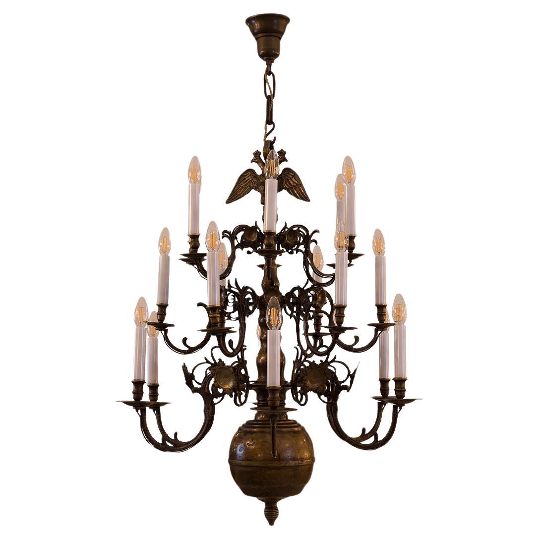 Austro-Hungarian Baroque Bronze Chandelier Original of the time For Sale