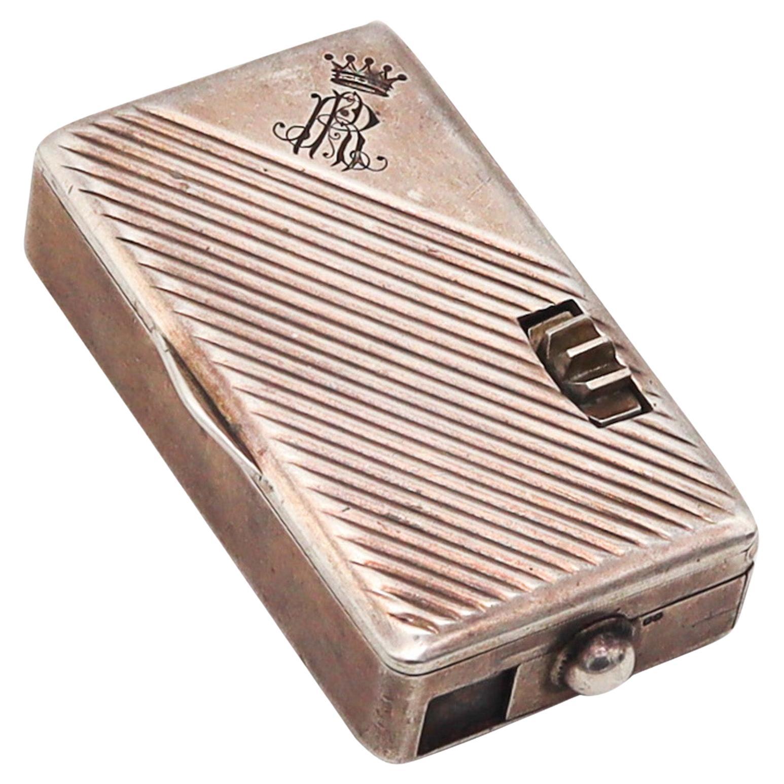 Austro-Hungarian Empire 1880 Budapest Vesta Tinder Box In .900 Sterling Silver For Sale