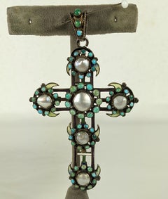 Austro Hungarian Enamel Cross Pendant