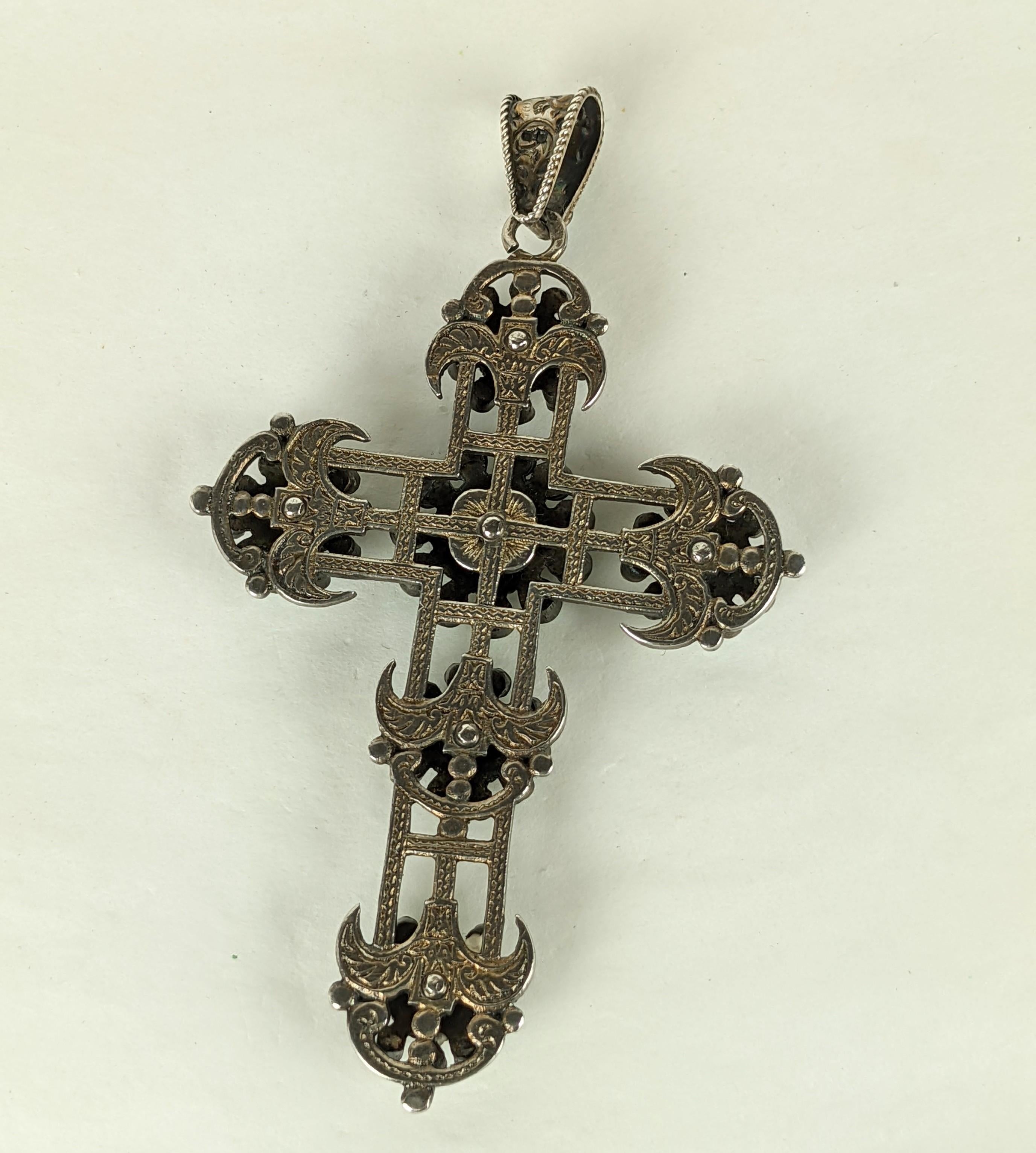 High Victorian Austro Hungarian Enamel Cross Pendant For Sale