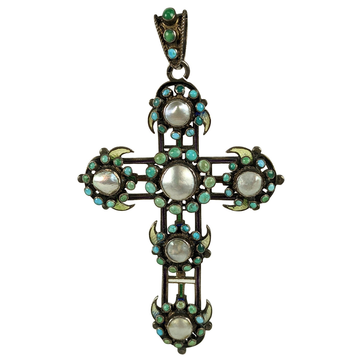 Austro Hungarian Enamel Cross Pendant