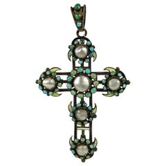 Austro Hungarian Enamel Cross Pendant