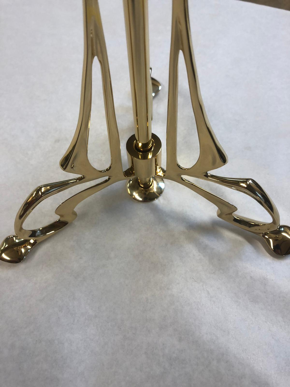 Hand-Crafted Austro-Hungarian Floral Jugendstil Brass & Opal Glass Table Lamp, Re-Edition For Sale