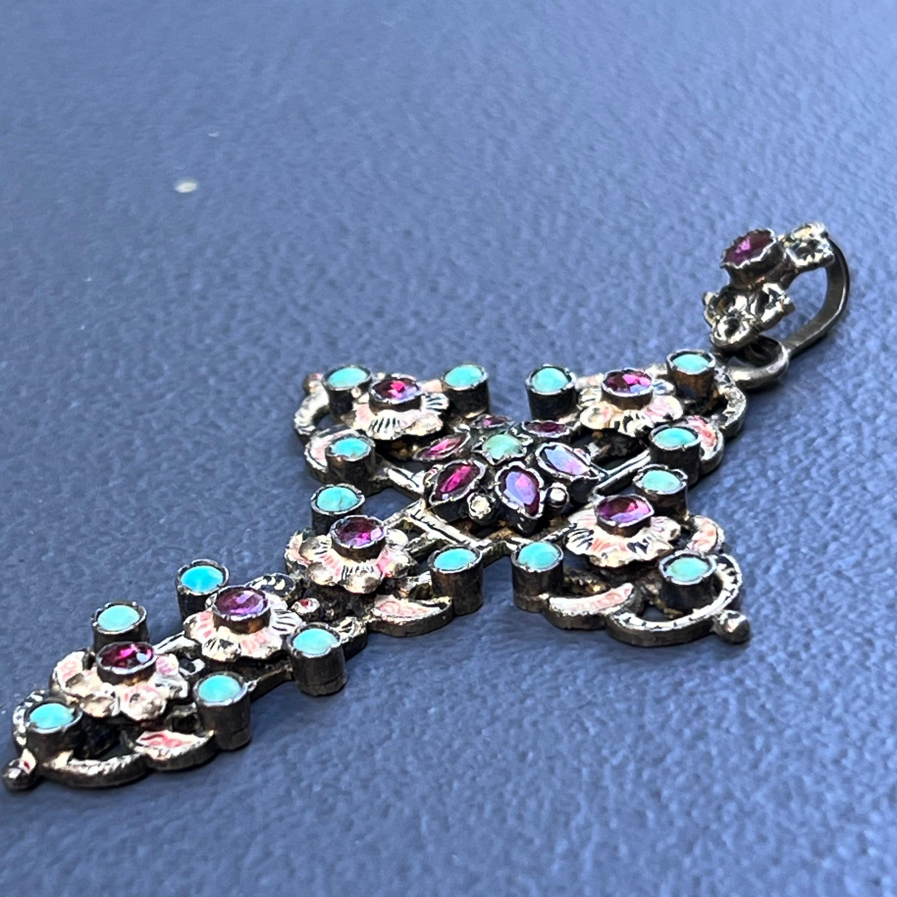 Colgante Cruz de Plata Dorada Austrohúngara en venta 5