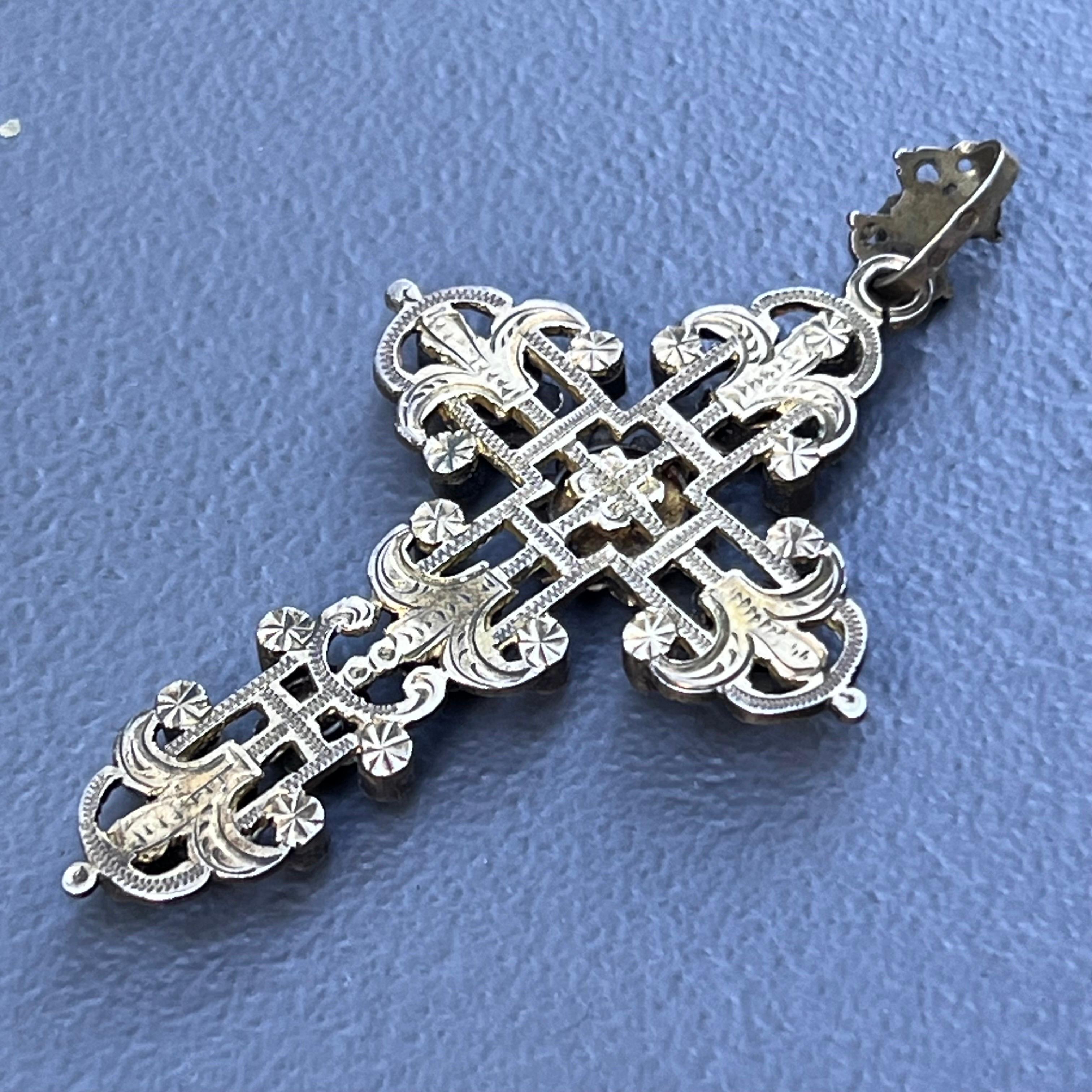 Colgante Cruz de Plata Dorada Austrohúngara en venta 8