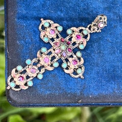 Austro Hungarian Gilt Silver Cross Pendant