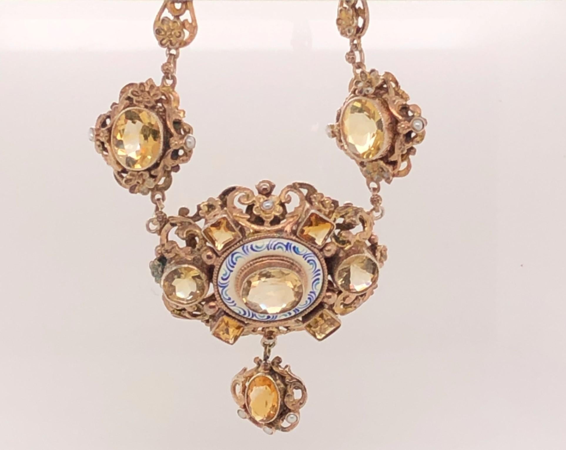 This entire set is being offered together as it is rare to find sets that were not broken up as they were passed down in families. All the items in this set (or parure as they are called) are 10kt yellow gold. The set consists of light and dark
