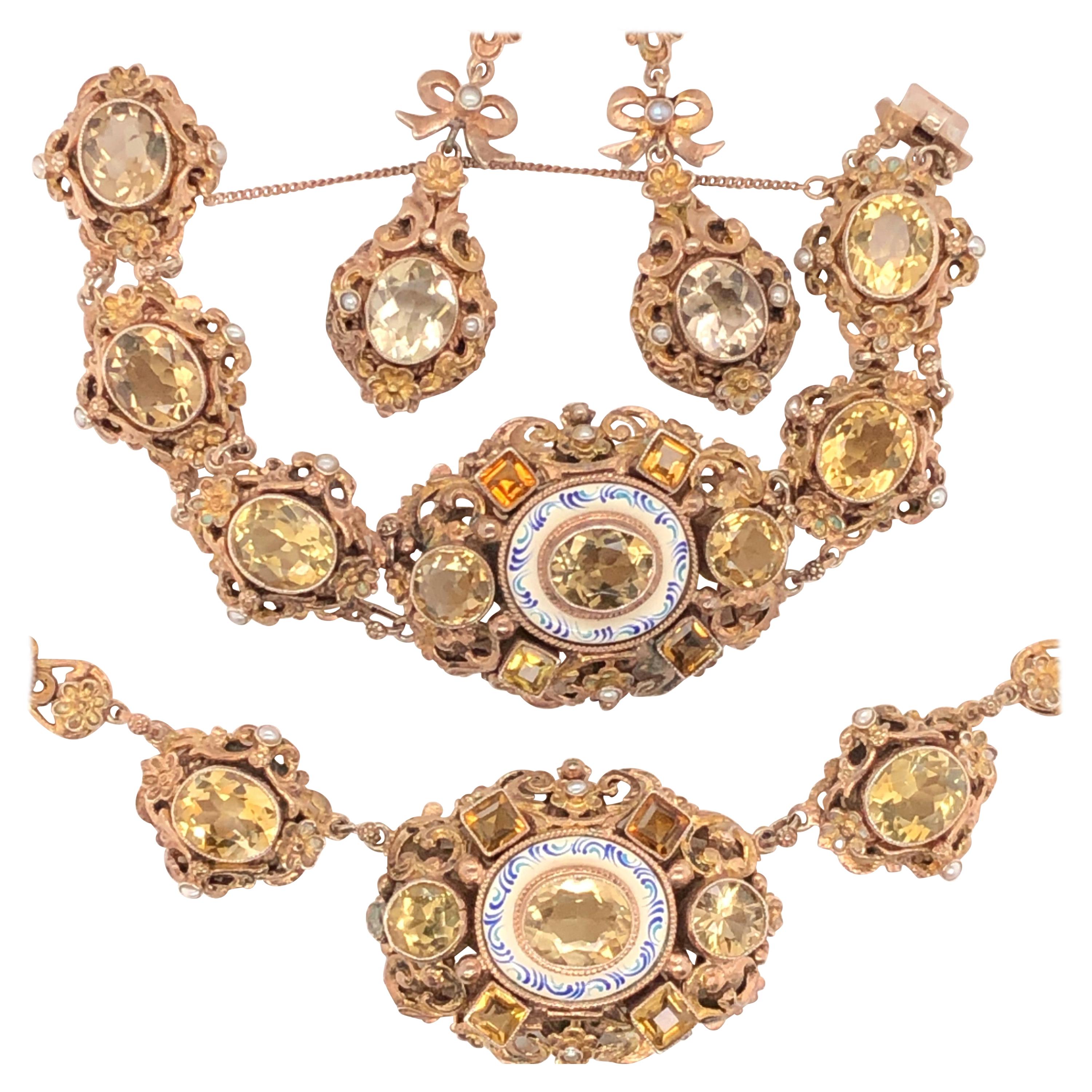 Austro-Hungarian Necklace, Bracelet and Earring Set